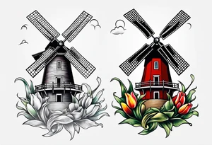 windmill and tulip tattoo idea
