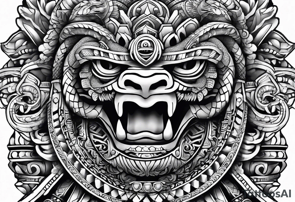 aztec kukulkan snake sleeve tattoo idea