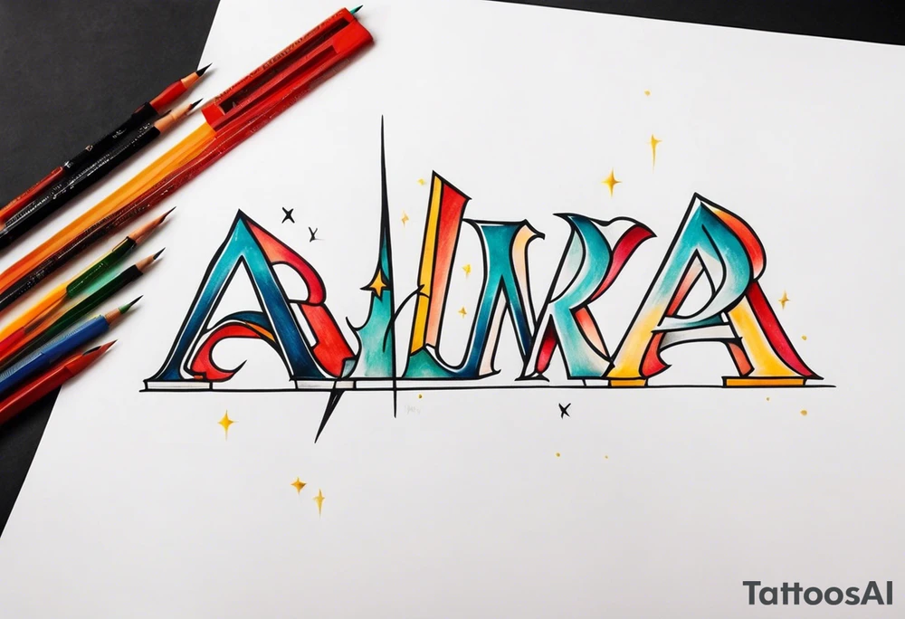 The letters AR together with the words always ready going down the side of the letters tattoo idea