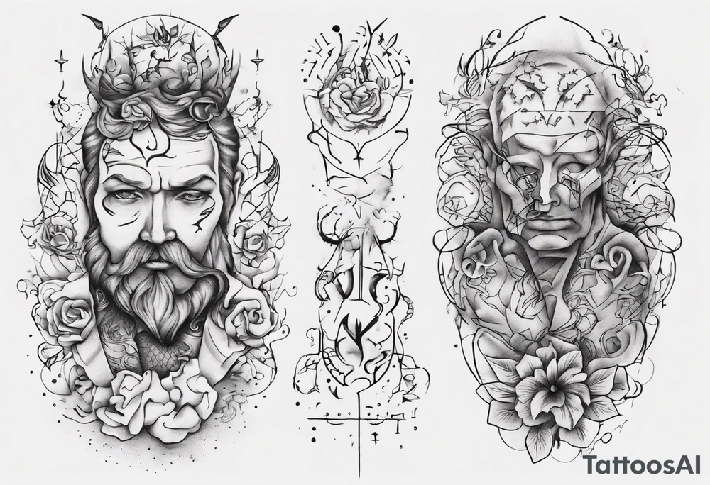 a tattoo that represents a new person entering my life (stepfather replace my very bad biological father) that fulfills the emptiness that i had in my life. Please make it a elegant linear tattoo style. and be creative with the design tattoo idea