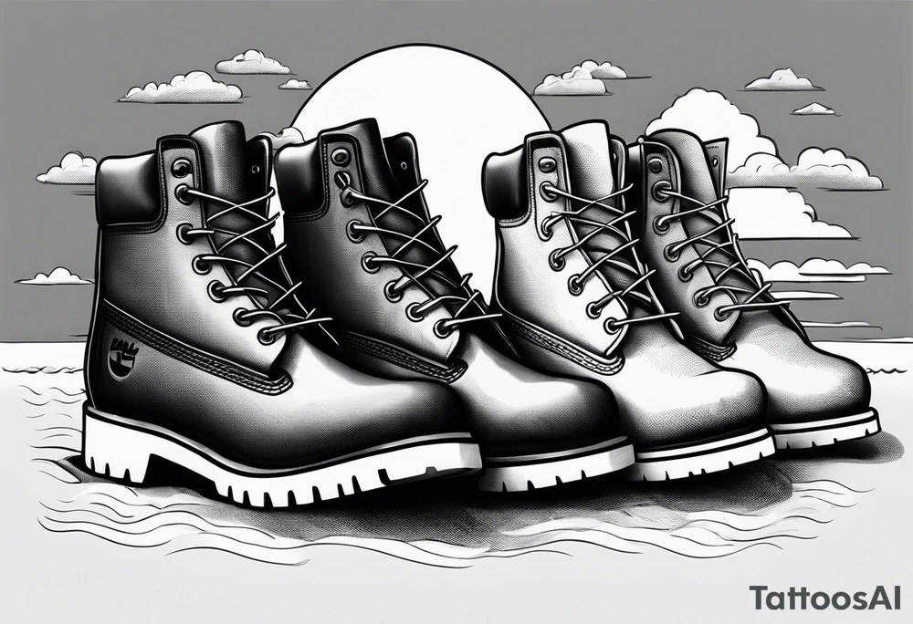 Two flip flops next to a pair of timberland boots on the Beach. tattoo idea Two flip flops next to a pair of timberland boots on the Beach. tattoo idea