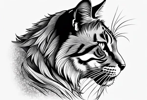 Animal Head ONLY: Cat side profile right side tattoo idea
