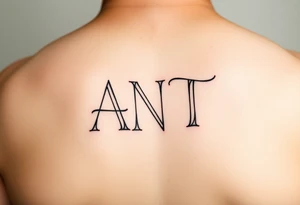 Fine line letters A,N & T monogram connected together overlapping lines tattoo idea