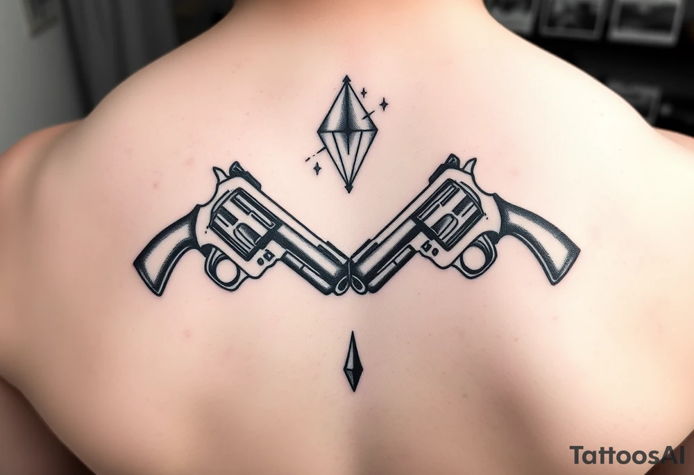 Melting diamond 
2 revolvers pointing down with barrels crossing one another tattoo idea
