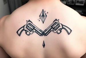 Melting diamond 
2 revolvers pointing down with barrels crossing one another tattoo idea