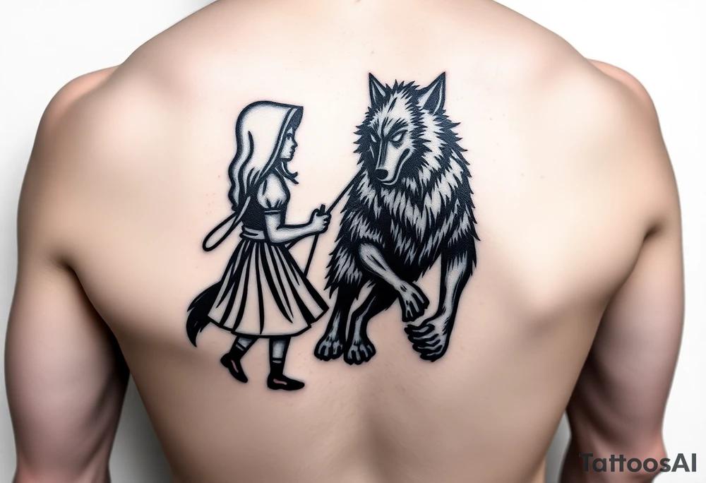 Little red riding hood and the big bad wolf hunting her tattoo idea