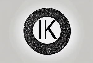 Simplistic symbol large delta inside a circle. Circle is made from chain. Shade of a letter K in a background. tattoo idea