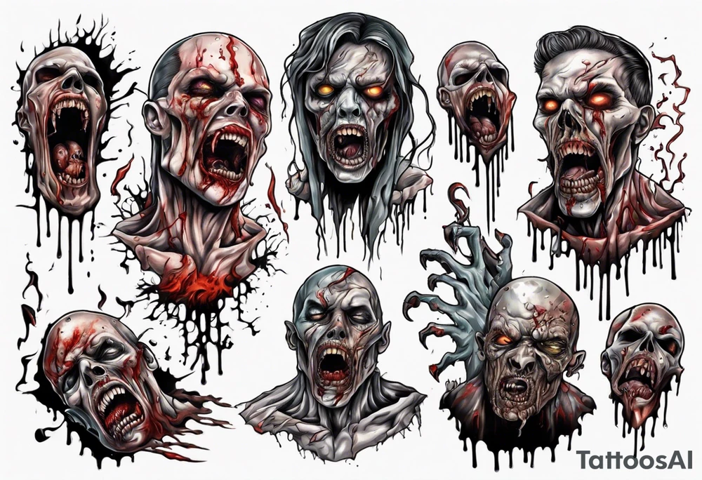 Gruesome horror scene face melting apocalypse tattoo idea