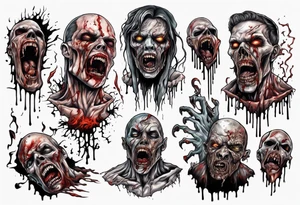 Gruesome horror scene face melting apocalypse tattoo idea