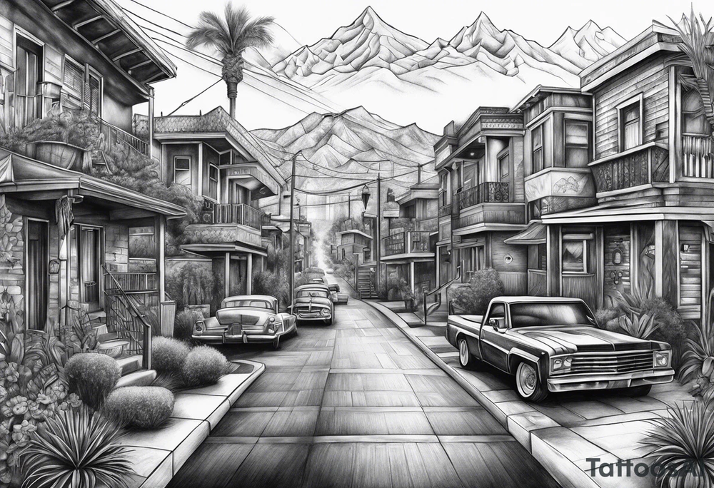 Chicano style scenary
city gangster tattoo idea