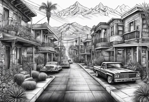 Chicano style scenary
city gangster tattoo idea