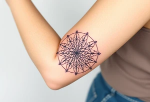 A mandala-inspired Flower of Life, with delicate floral extensions forming a soft, organic shape centered in round cyrcle tattoo idea