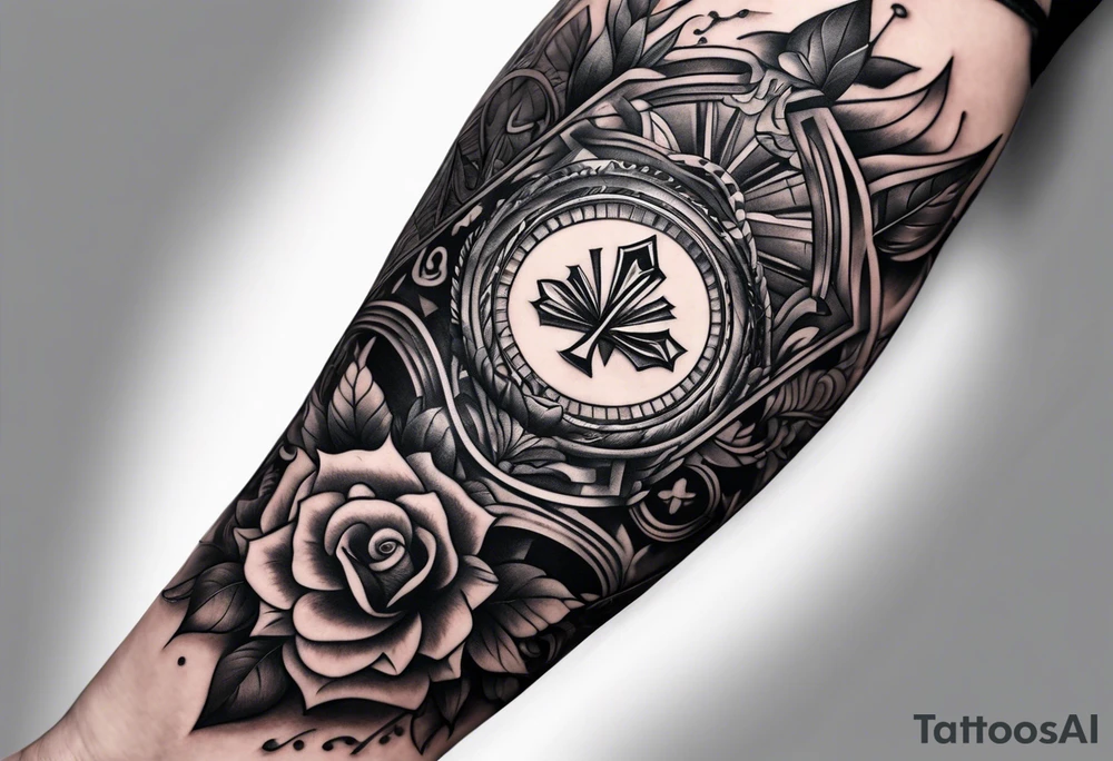 forearm for men and money with ace card tattoo idea