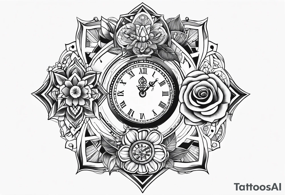 Multiple Children’s name, multiple time piece, date of birth tattoo idea