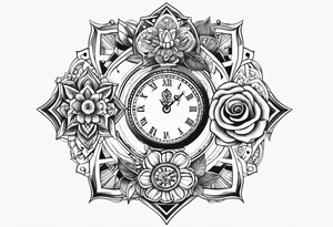 Multiple Children’s name, multiple time piece, date of birth tattoo idea