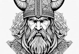 Stylized viking face tattoo idea