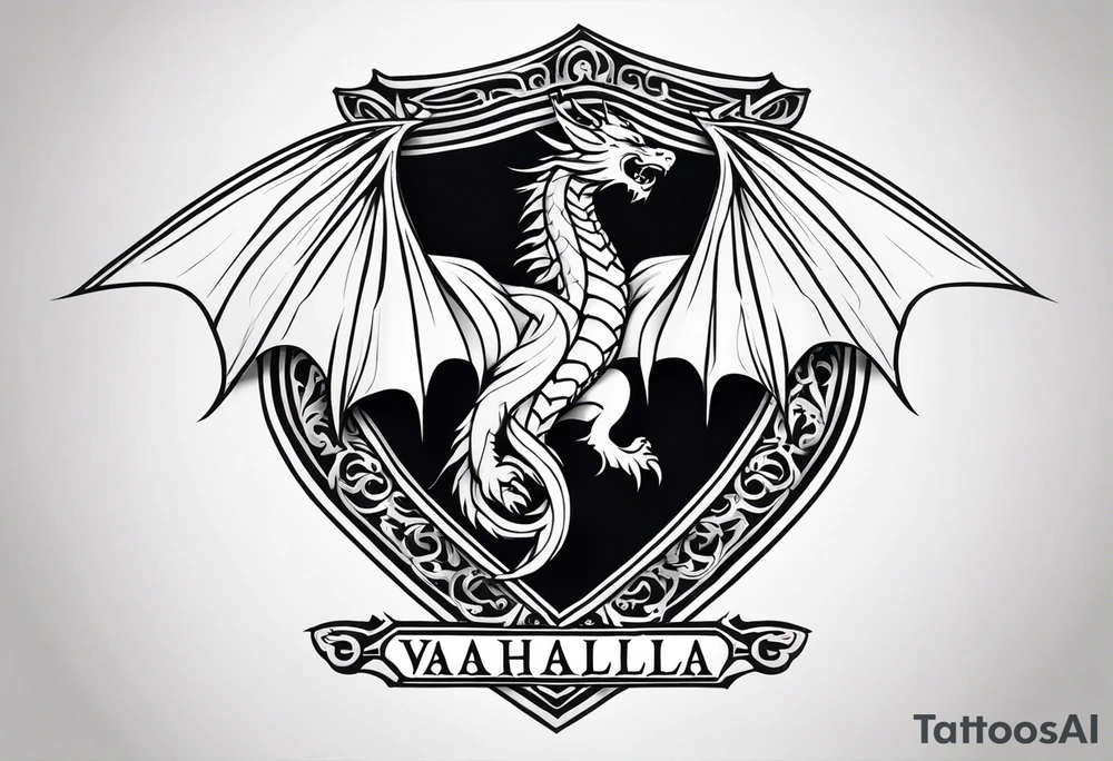 Valhalla sheild dragon sword tattoo idea