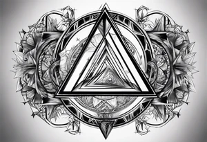 multiple triangle portals to fantasy world, forearm tattoo tattoo idea