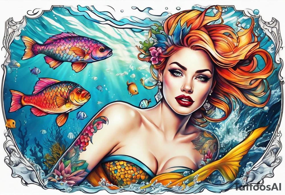 Pinup underwater tattoo idea