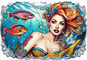 Pinup underwater tattoo idea