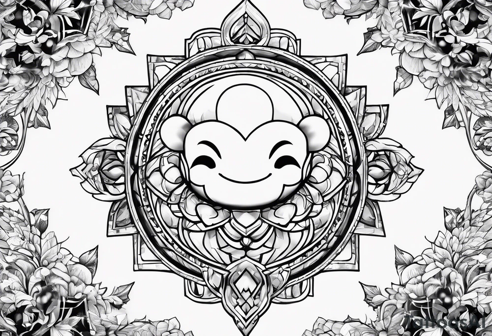 kirby smiling inside a long shinning crystal tattoo idea