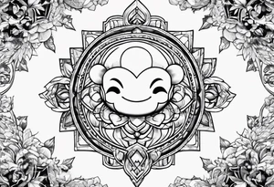 kirby smiling inside a long shinning crystal tattoo idea