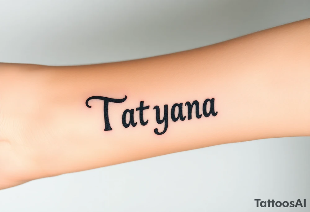 Tatayana name tattoo for a father using old English lettering tattoo idea