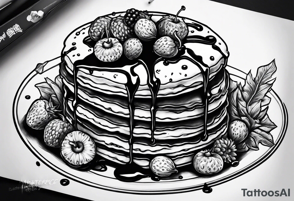 devil eating pancakes tattoo idea