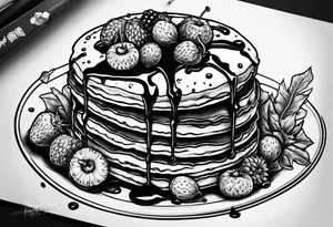 devil eating pancakes tattoo idea