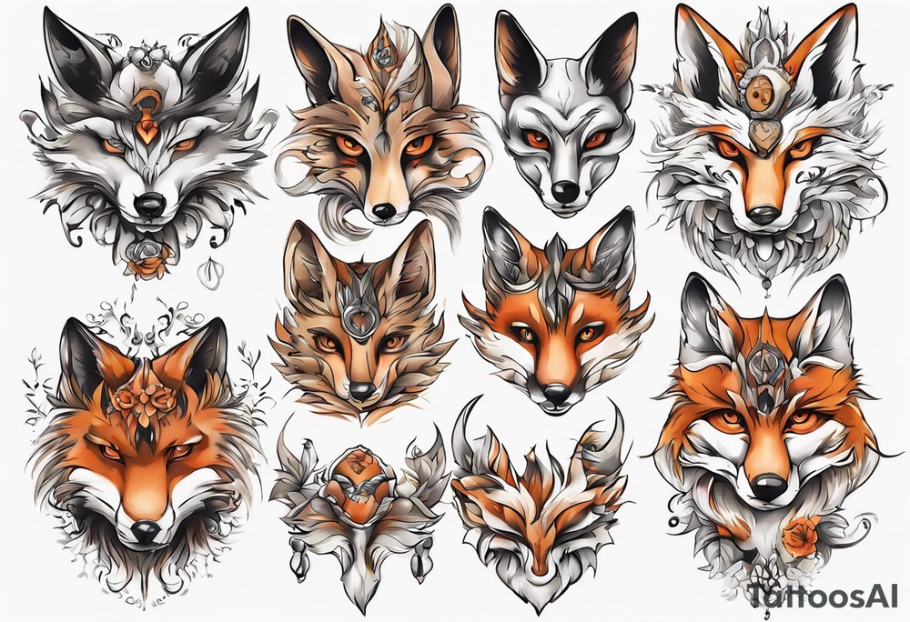 eulenkörper fuchsgesicht tattoo idea