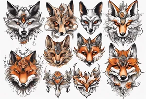 eulenkörper fuchsgesicht tattoo idea