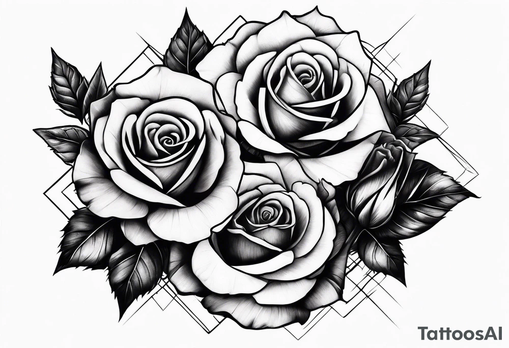 Black rotten roses stack sleeve tattoo idea