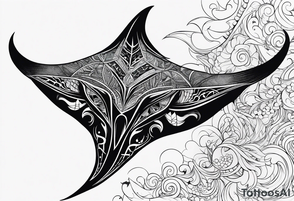 A manta ray with a sea star as a tribal tattoo or an abstract geometric tattoo tattoo idea
