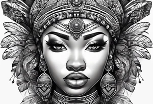 iemanjá africana com conchas e pérolas tattoo idea
