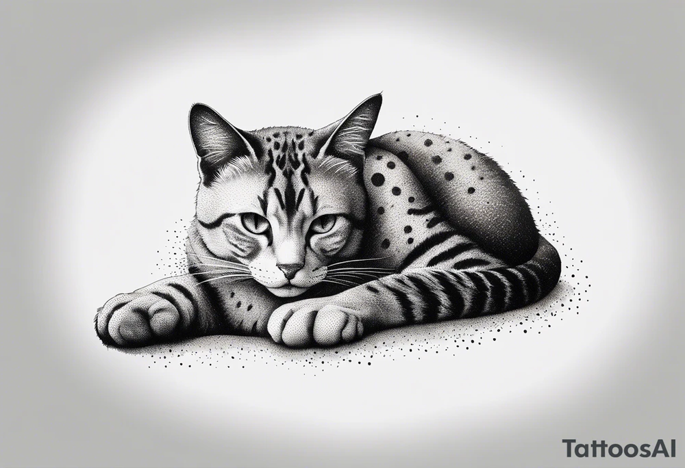 Cat laying down tattoo idea