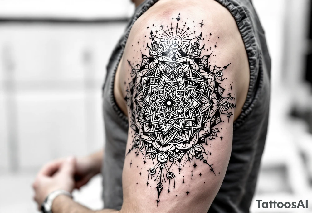 intricate mandala with sacred geometry and cosmic elements tattoo idea intricate mandala with sacred geometry and cosmic elements tattoo idea