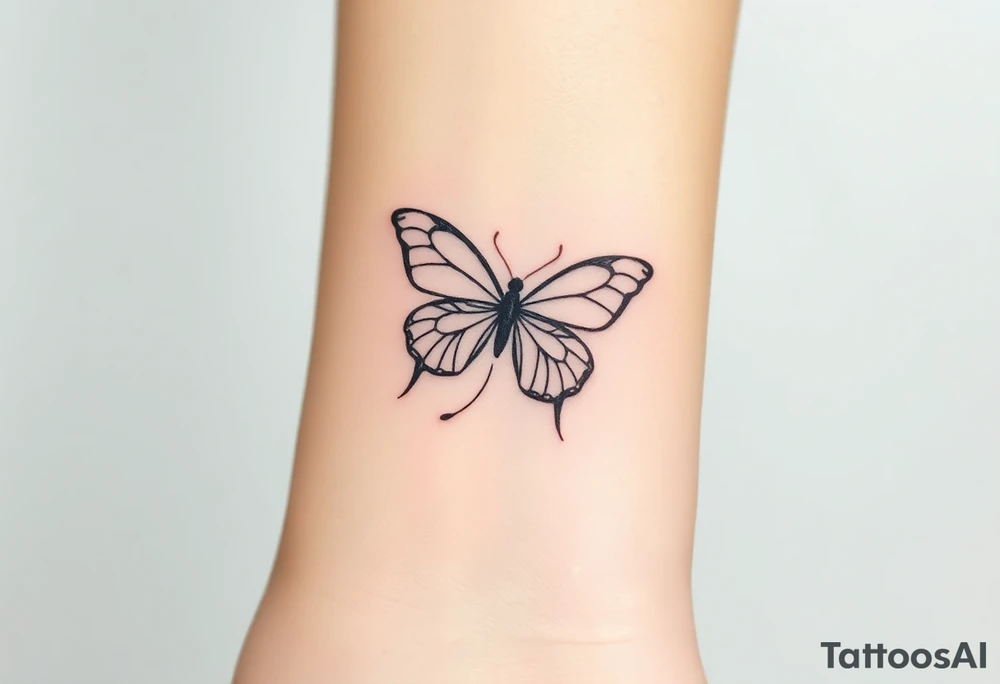 ethereal butterfly with flowing silk ribbons in moonlight tattoo idea