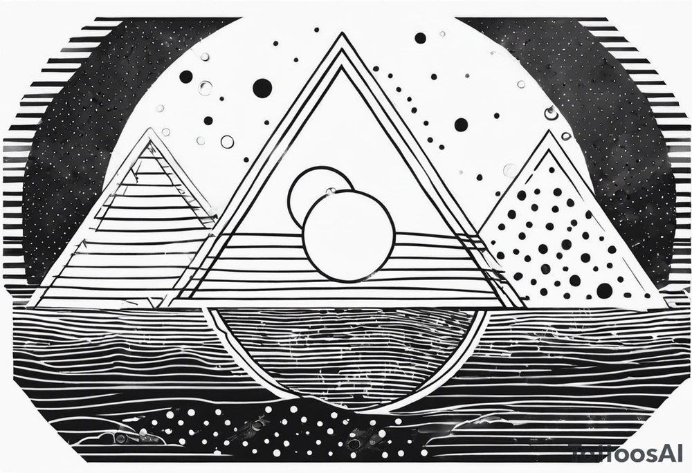 simple sunshine made of black dots with triangles and circles tattoo idea