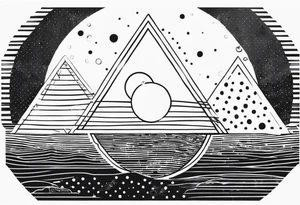 simple sunshine made of black dots with triangles and circles tattoo idea