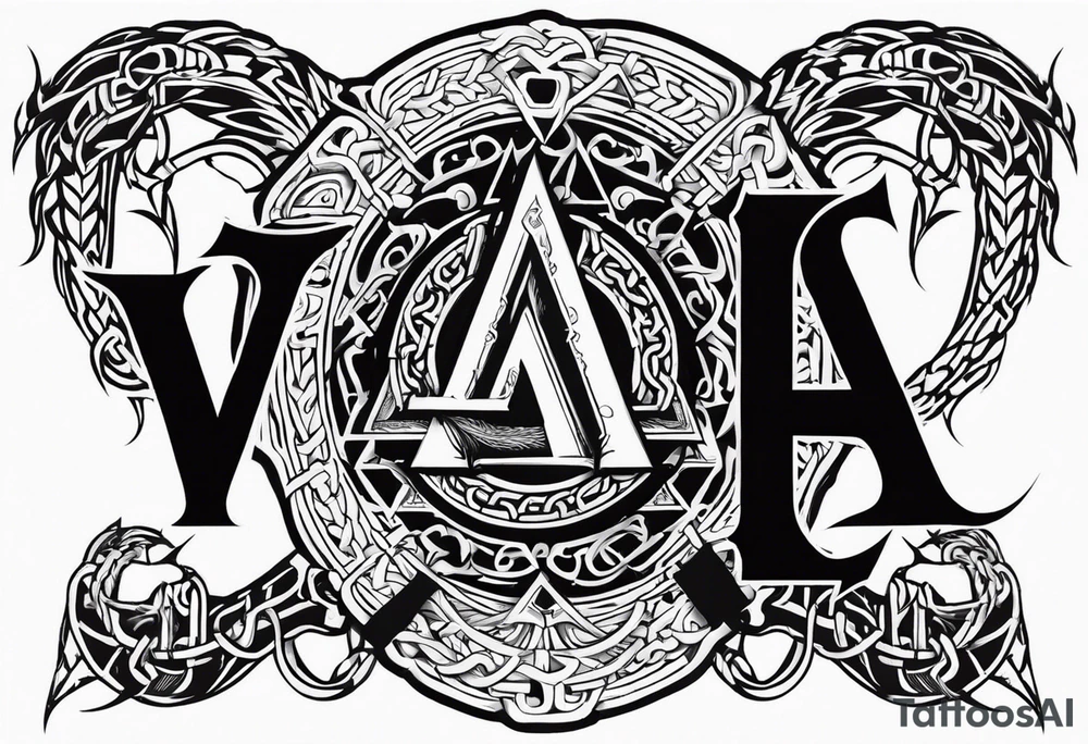 Valhalla sword shield dragon axe Valknut barbed wire chains tribal tattoo idea