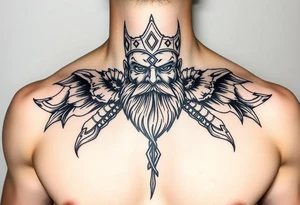 Russian bogatyr on the chest tattoo idea