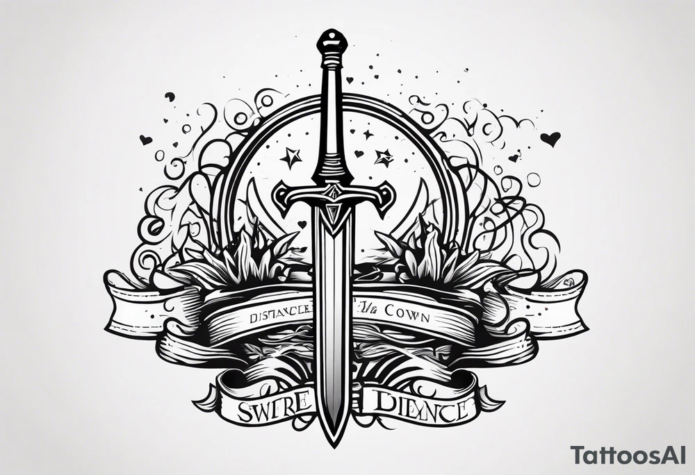 Sword, crown, distance love, science tattoo idea