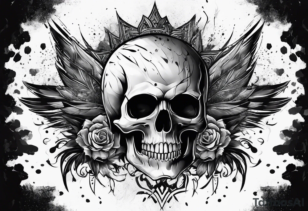 Skull with exploding head tattoo idea