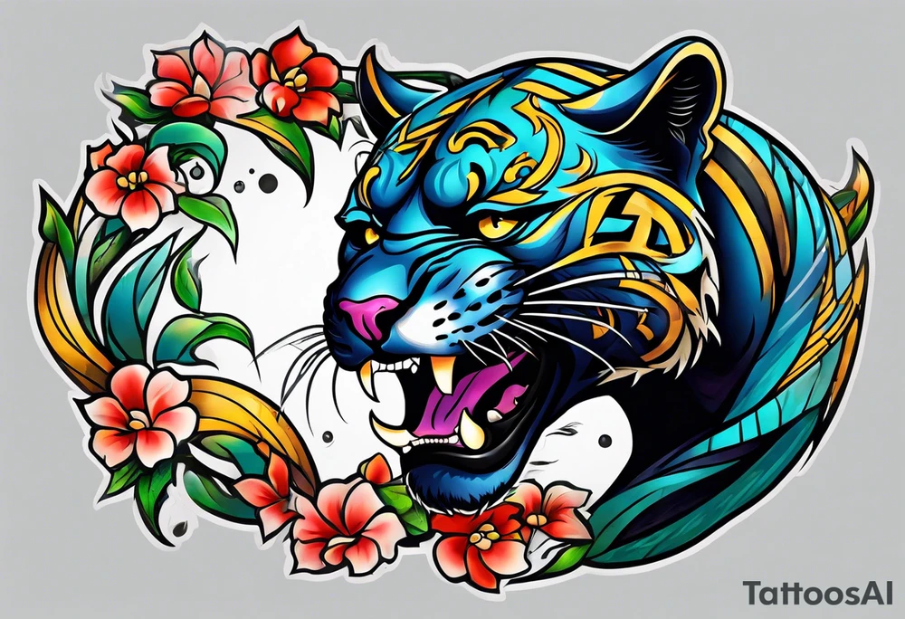 Old school panther tattoo idea