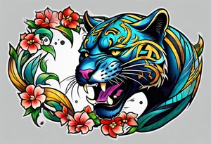 Old school panther tattoo idea