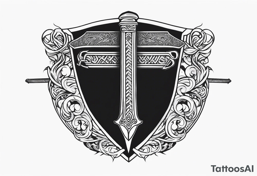 Valhalla viking gods shield hatchet sword tattoo idea