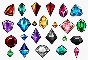 7 chaos emeralds in different colors inspired by sonic the hedgehog 2 tattoo idea