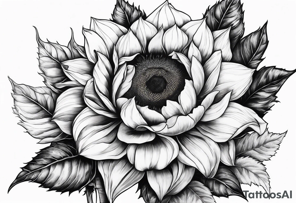 Sunflower, book, flower rose tattoo idea