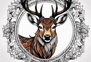 tattoo depicting a deer with a bird's beak. tattoo idea