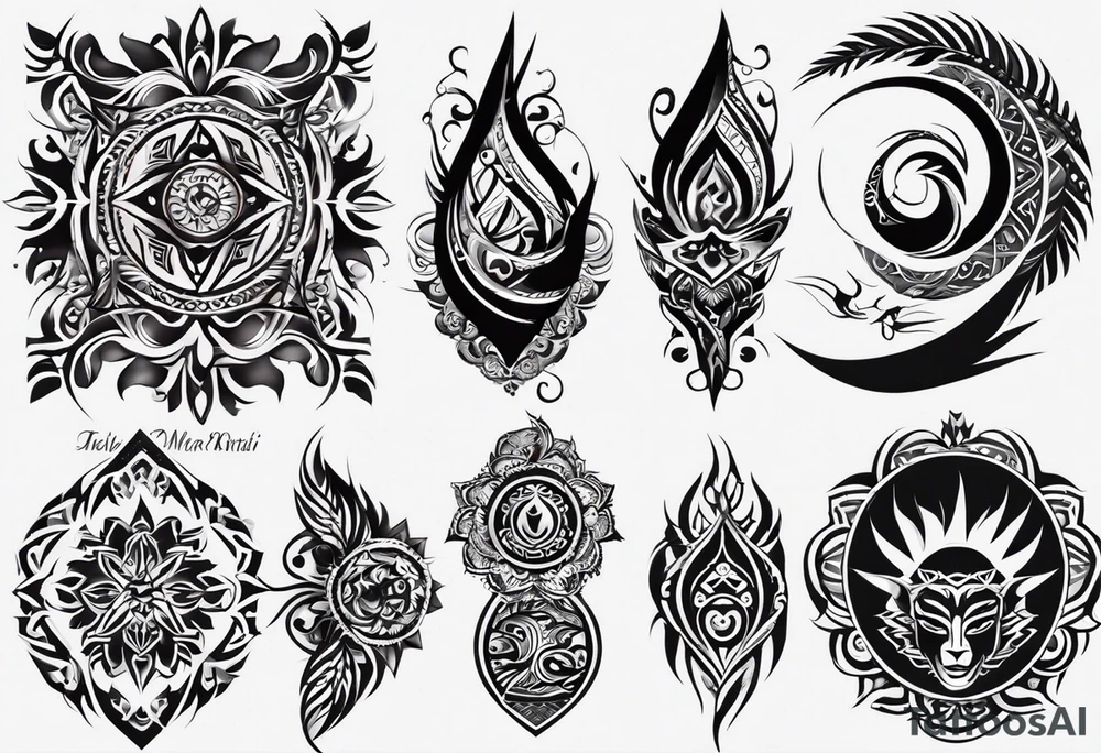 Riandi(04/01/2024) ,Lee-Mari(08/03/2025) , R&A(21/10/2022) Tribal full sleeve tattoo idea